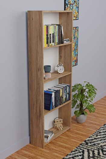 CMKStore 5 Raflı Kitaplık Arkalıklı Geniş Raf Kütüphane 170 cm Atlantik Çam