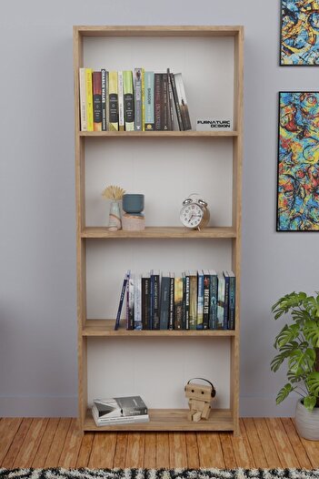 CMKStore 5 Raflı Kitaplık Arkalıklı Geniş Raf Kütüphane 170 cm Atlantik Çam