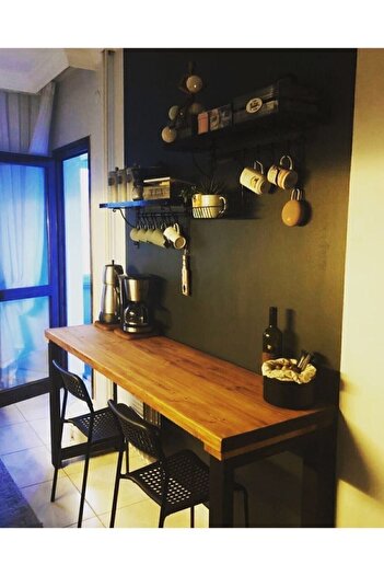 Retro Ahşap Bar Masası 100 X 50 Cm ( Tabureler Dahil Değildir)