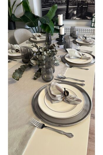Decamor home Linen Textured Silvery Gray Runner