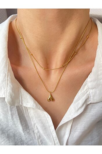 Lavian Accessories Çelik Kararmaz İtalyan Zincir Top Detaylı Kolye