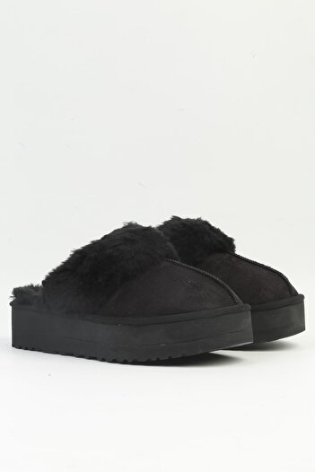 Pierre Cardin Pc-5490 Model Black Women's Slippers - Furry Inside