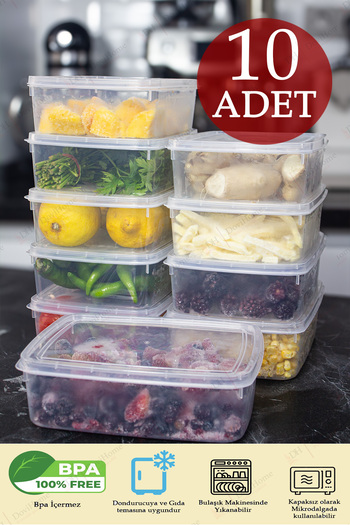 Alacarte 10 Transparent Refrigerator and Freezer Storage Containers - 1.35 Lt, Bpa Free