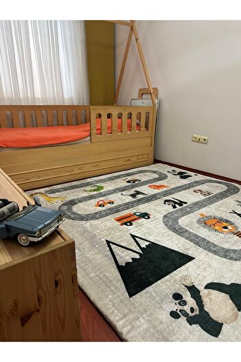 ALLGELSİN Lastikli Halı Örtüsü 6m2 Ebat 200x300cm Altı MetreKare Yıkanabilir  Halı Kılıfı Modern Çizgili Örtü