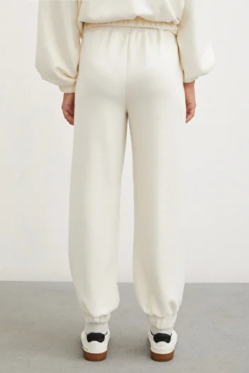 Never more Ecru Sweatpants - Elastic Pockets