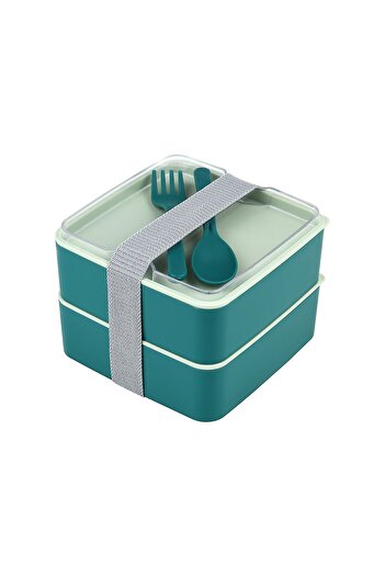 Cosiness Green Double Square Two Layer Lunch Box - Lunch Storage Box