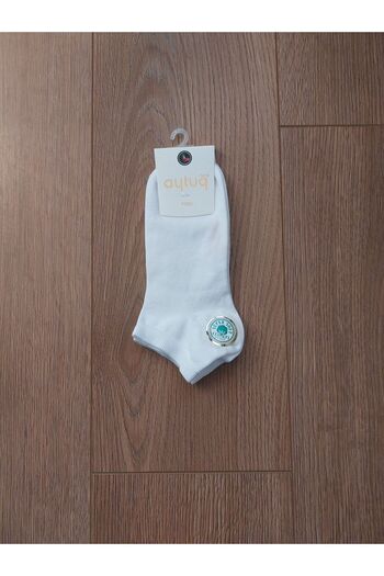 saac Aytuğ 2 Pairs Summer Season Women's Plain White Combed Cotton Booties Socks - 31202