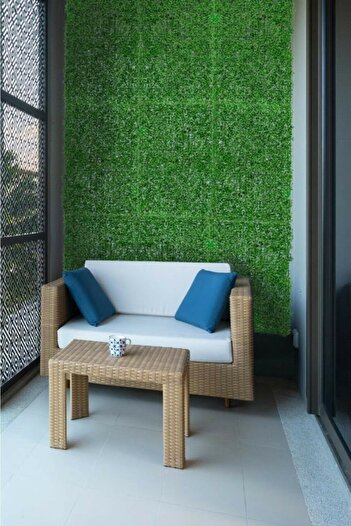 YAPAY ÇİÇEKÇİNİZ Yapay Duvar Kaplama Panel Şimşir Tabaka 40x60 Cm Yeşil Dik Duvar Uygulama