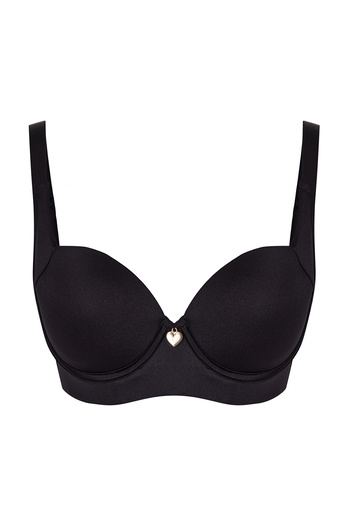 Trendyol Curve Black Plus Size Bra with Side Gathering Effect Heart Accessories Tbbaw25Cw00012