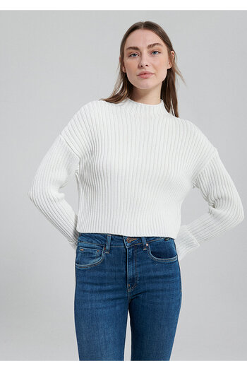 Mavi Stand Collar White Sweater Regular Fit / Regular Cut1710409-70057