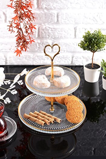ANGDESİGN Angdesign Marseille Glass Layered Cookie Holder-transparent/with Gold Gilt Edge