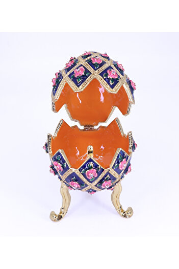 BIBLO Блакитна скринька для коштовностей з яйцем, інкрустована камінням Swarovski