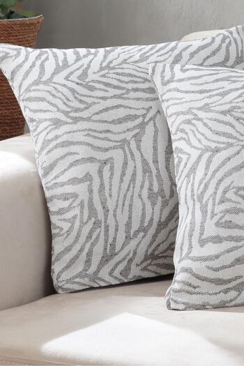 LADYNİL Zebra 2-Piece Anthracite Throw Pillow Cover - 45x45 Zippered