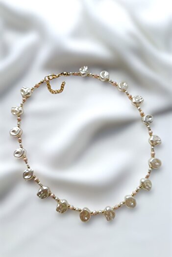 PETEK AKSESUAR Elegant Basic Ezik Necklace with Pearls