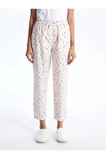 LC Waikiki Pantaloni de pijama pentru femei cu model elastic în talie imprimat roz deschis (S4)