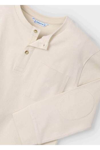 MAYORAL Boy's Cream T-Shirt - Button Collar