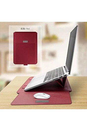 TEKNETSTORE Macbook Air 13.6 Inç M2-m3 Çip 2022/2024 A2681 A3113 Uyumlu Deri Mıknatıslı Tasarım Standlı Çanta