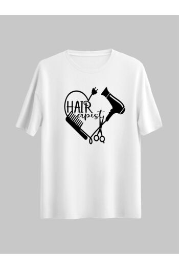 Pink Sky Unisex Hairdresser T-shirt with Barber Design - Professional Special Item, Blow Dryer Scissors Comb