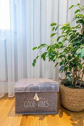 Nisahometeks Keçe Kapaklı Çok Amaçlı Mini Kutu Saklama Kutusu 35x24x24 Cm