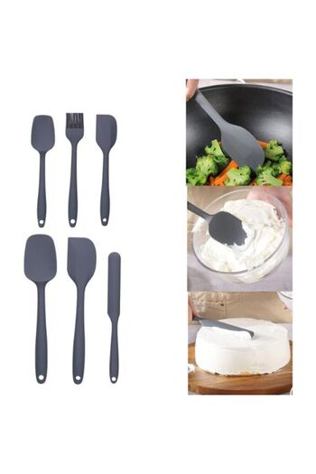smartshop Set of 6 Fireproof Non-Stick Kitchen Cake Silicone Egg Brush Spoon Knife Spatula Set