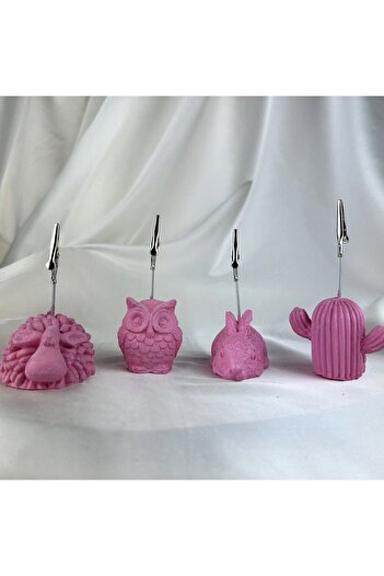 oasis decoration Pink Lamb, Owl, Rabbit and Cactus Note Holder Set of 4