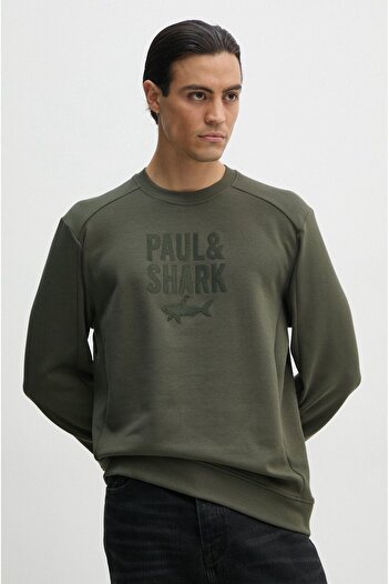 PAUL&SHARK Khaki Men's Sweatshirt - Cotton, Long Sleeve, Daily Use, 14311890 -036