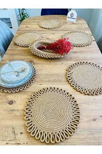 JÜTEX HOME 7-Piece Jute Wicker American Service Plug and Basket Set