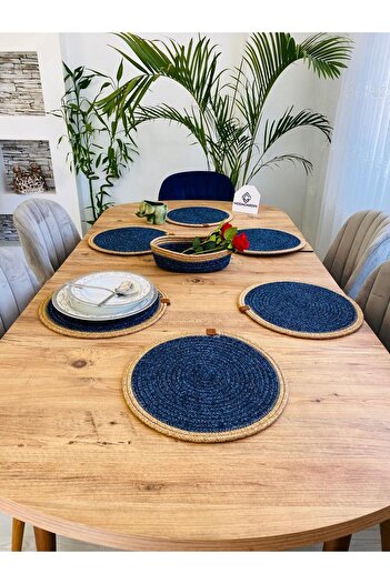 JÜTEX HOME 7-Piece Jute Wicker American Service Plug and Basket Set