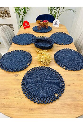 JÜTEX HOME 7-Piece Jute Wicker American Service Plug and Basket Set
