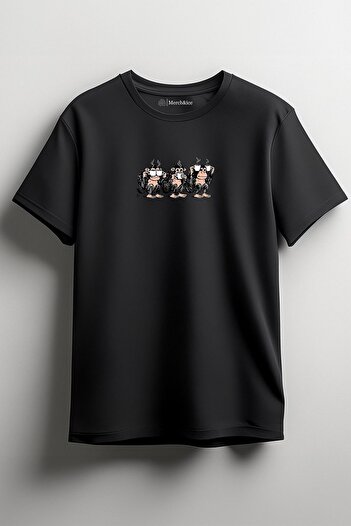 SM Satranç Medya Three Monkeys Patterned - Brown Printed Unisex T-Shirt