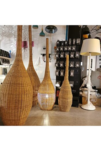 Mylamp Hazerfan 50x190 cm. DIŞ MEKAN Doğal Rattan Lambader