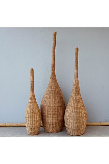 Mylamp Hazerfan 50x190 cm. DIŞ MEKAN Doğal Rattan Lambader