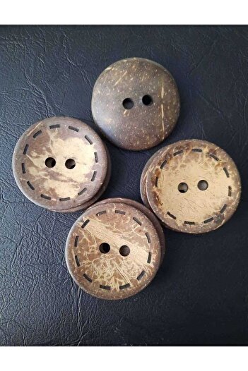 İMREN AKSESUAR Kokanat Wooden Laser Drawing Patterned 4 Cm Button 1 Pack 5 Pieces