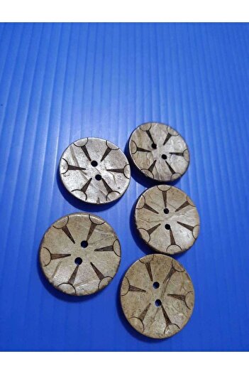 İMREN AKSESUAR Natural Coconate Laser Drawing Button for Coat Jacket and Cardigan 3 cm 1 Pack 5 Pieces