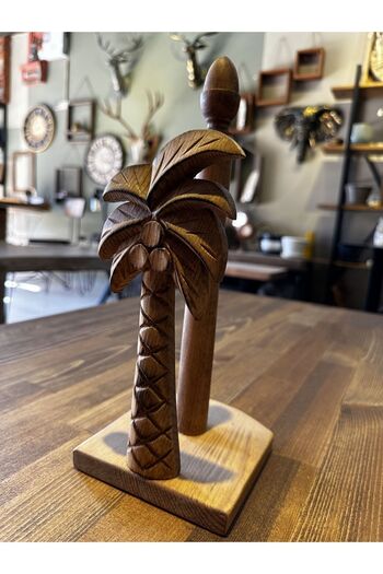 Shopkutuk Wooden Carved Napkin / Paper Roll Towel Holder / Pine Tree / Pine