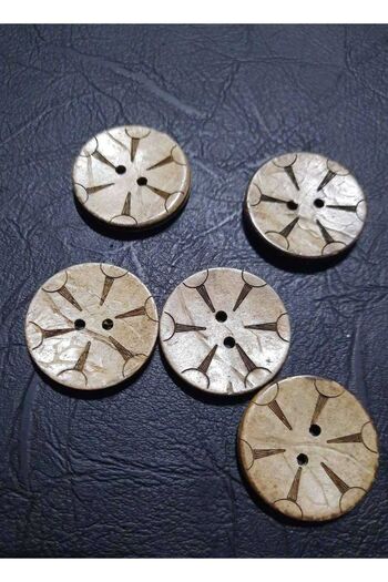 İMREN AKSESUAR Natural Coconate Laser Drawing Button for Coat Jacket and Cardigan 3 cm 1 Pack 5 Pieces