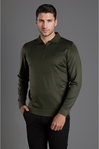 ZEKİ ÖZER Men's Knitwear Sweater - Polo Collar, Zippered