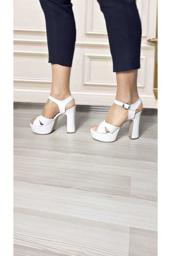 Modavien White 13 cm Platform Heeled Women's Evening Dress Shoes