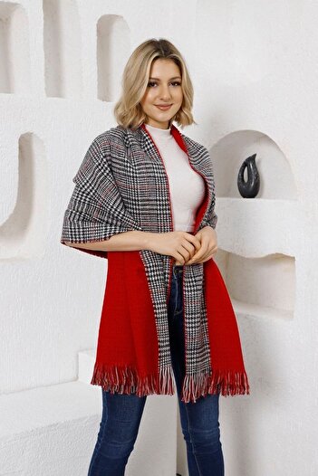 SHIEBA Double sided puff texture soft knitwear shawl, scarf