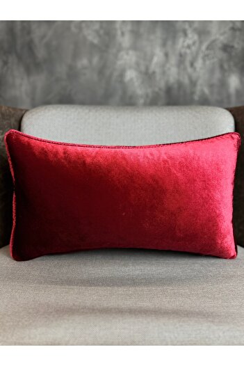 Fabricland Exclusive Imported Atlas Red Color Throw Pillow Cover 50x30 Cm