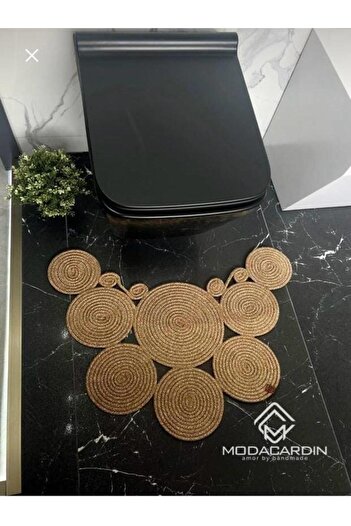 BDZ DERİ Modern Wicker Jute Toilet - with Mat Detail on the front