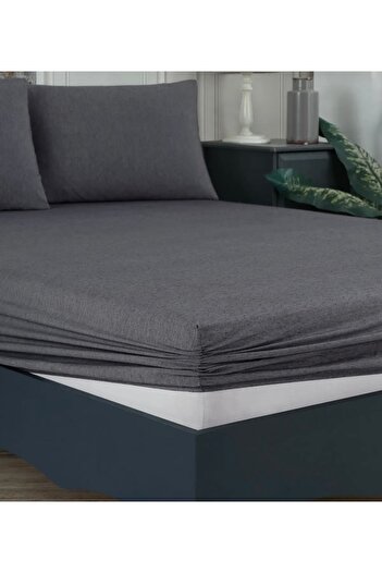 She&Co Single Elastic Sheet Set-anthracite (100X200 CM 30 CM)