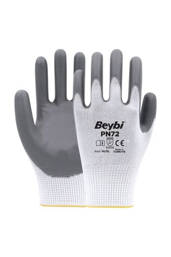 Beybi Pn72 Polyester Knitted Nitrile Gloves 12 Pairs