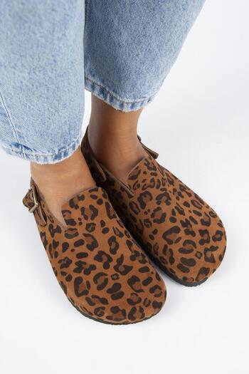 Manijero Holly 2 Leopard Patterned - Genuine Leather Belt Buckle Women's Sandals