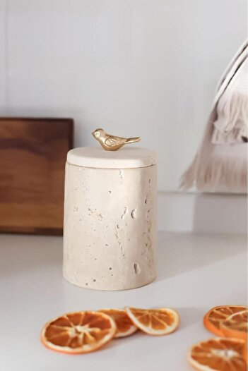 Akayev Travertine Marble Bird - Spice Bowl