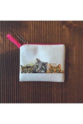 Filemo tasarım Women's White Cat Mini Coin Purse