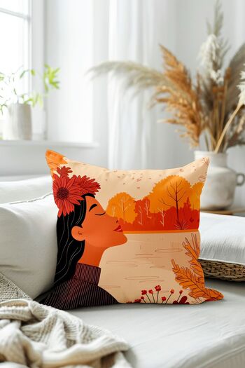 Evmila Pumpkin Pattern Velvet Throw Pillow Cover - Autumn Themed, Double Sided Printed, Zippered, 43X43 cm