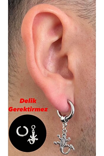 Piercing Market Steel & Silver Perforation-Free Compression Fake Ear Cartilage Dangle Figured 316l Surgical Steel Earrings