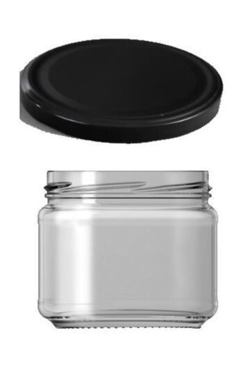 Paşabahçe 300 Cc Glass Jar with Black Lid 10 Pieces