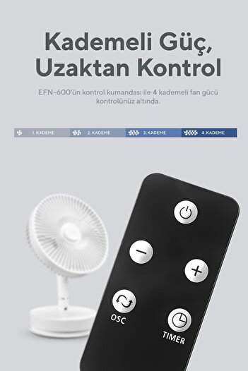 Everest Efn-600 Masaüstü Taşınabilir Şarjlı Beyaz 2000mah Usb Fan